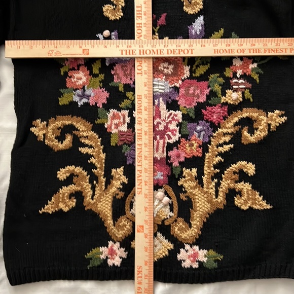 Jennifer Reed Too VTG NWT Hand Knit Sweater Floral 1x Long Length Embroidered - Picture 11 of 14